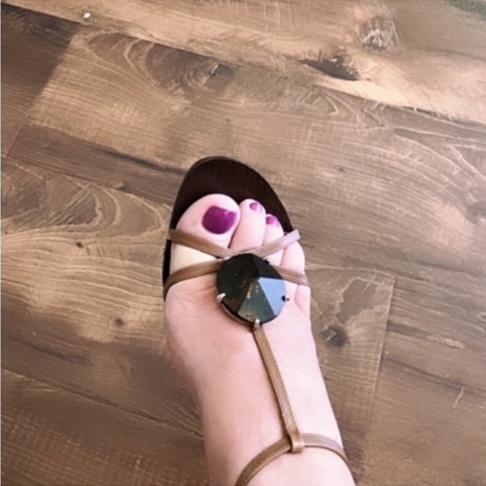 Kate Spade shoes sandals calfskin leather brown with gemstone size 8 - Picture 8 of 11